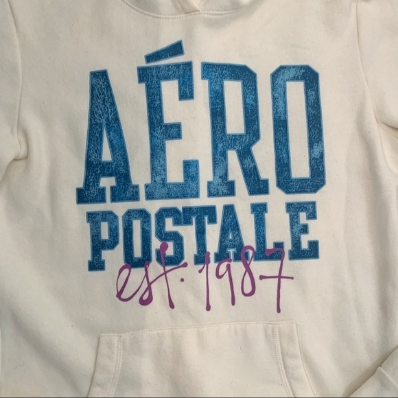 Aeropostale White Cozy Pullover Sweatshirt Hoodie - Picture 3 of 6
